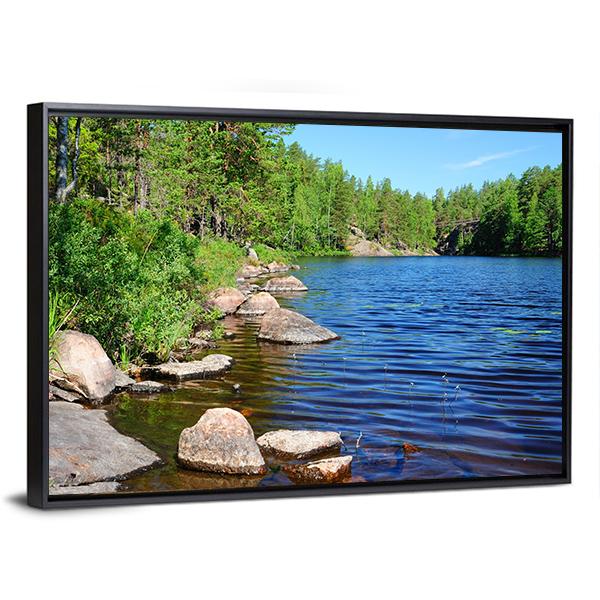 Forest Lake Finland Canvas Wall Art-3 Horizontal-Gallery Wrap-25" x 16"-Tiaracle