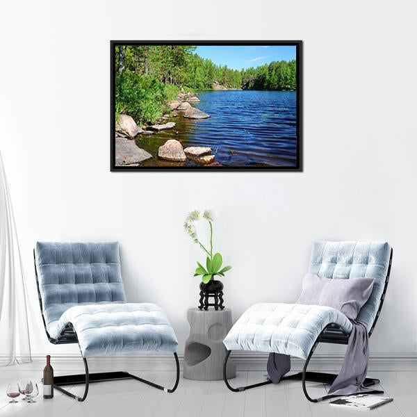 Forest Lake Finland Canvas Wall Art-3 Horizontal-Gallery Wrap-25" x 16"-Tiaracle