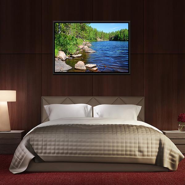 Forest Lake Finland Canvas Wall Art-3 Horizontal-Gallery Wrap-25" x 16"-Tiaracle