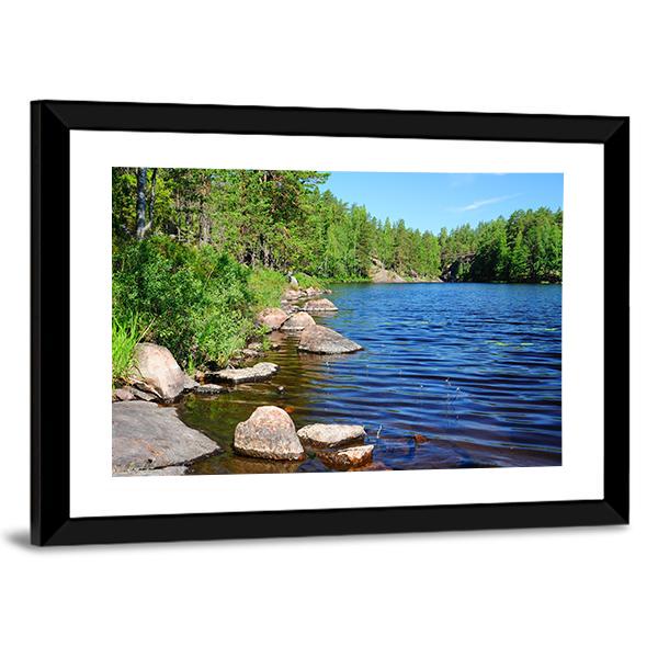 Forest Lake Finland Canvas Wall Art-3 Horizontal-Gallery Wrap-25" x 16"-Tiaracle