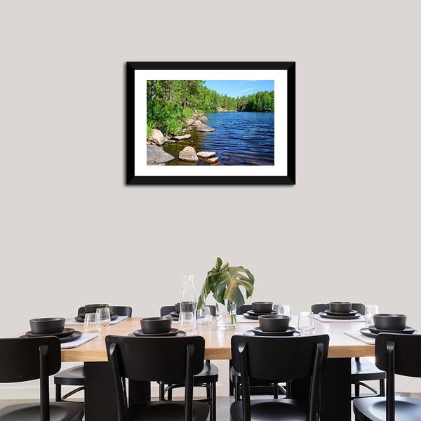 Forest Lake Finland Canvas Wall Art-3 Horizontal-Gallery Wrap-25" x 16"-Tiaracle