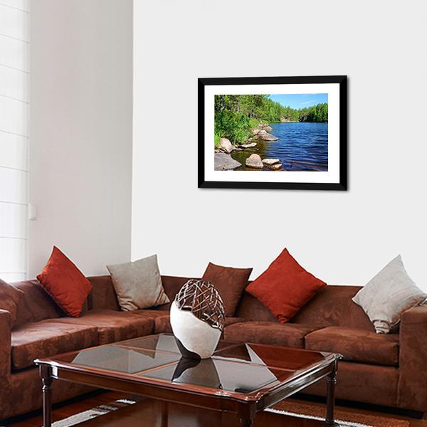 Forest Lake Finland Canvas Wall Art-3 Horizontal-Gallery Wrap-25" x 16"-Tiaracle