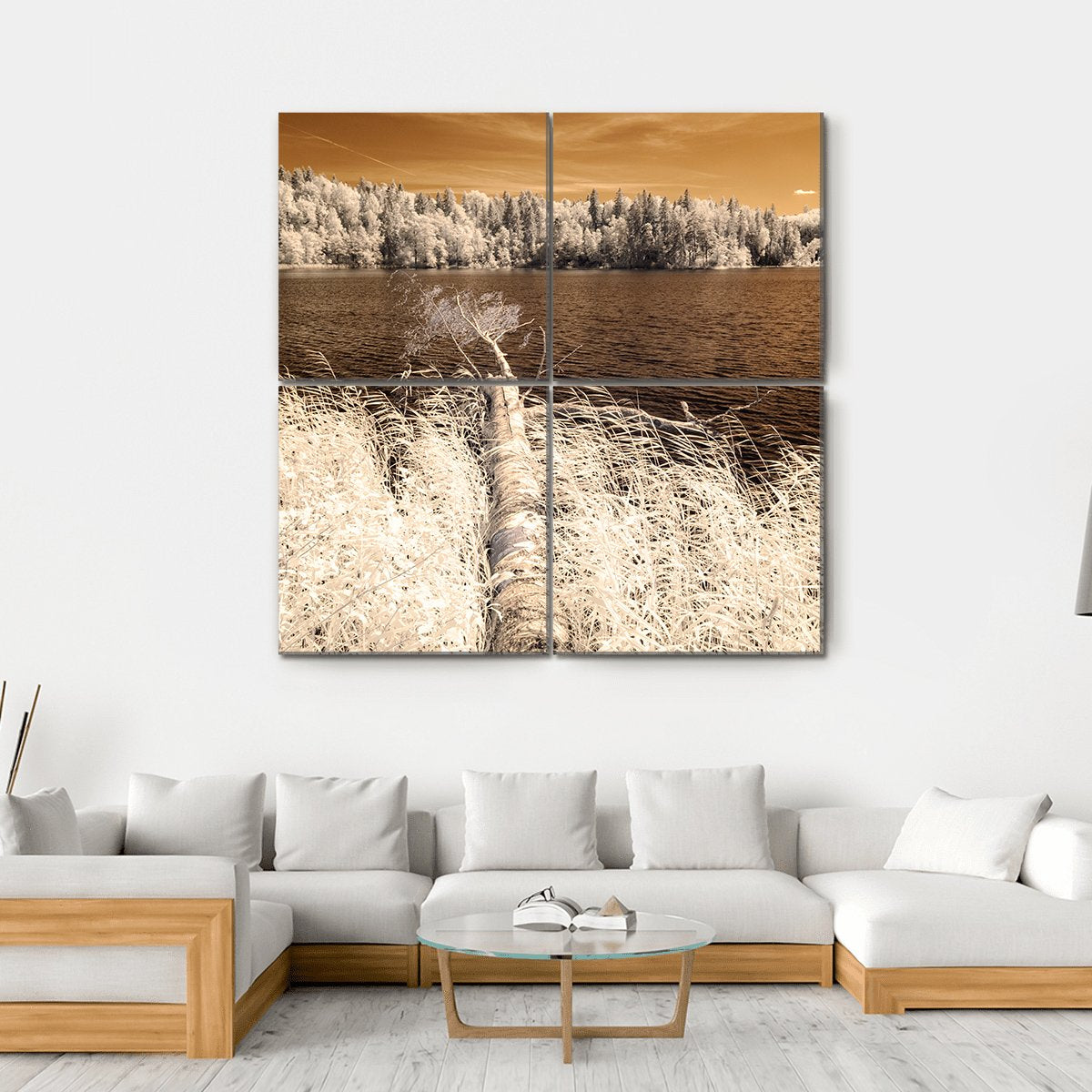 Forest Lake In Summer Day Canvas Wall Art-4 Square-Gallery Wrap-17" x 17"-Tiaracle