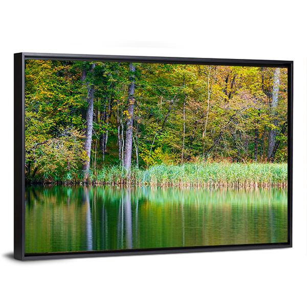 Forest Lake Kozjak Canvas Wall Art-3 Horizontal-Gallery Wrap-25" x 16"-Tiaracle