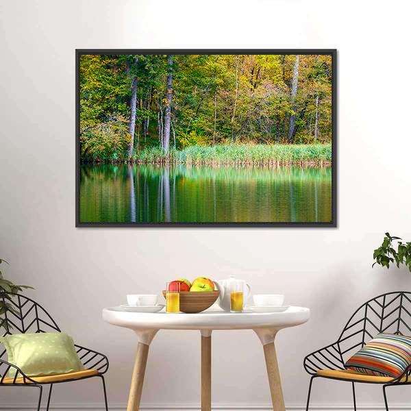 Forest Lake Kozjak Canvas Wall Art-3 Horizontal-Gallery Wrap-25" x 16"-Tiaracle