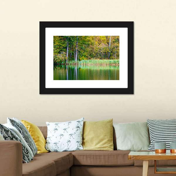 Forest Lake Kozjak Canvas Wall Art-3 Horizontal-Gallery Wrap-25" x 16"-Tiaracle