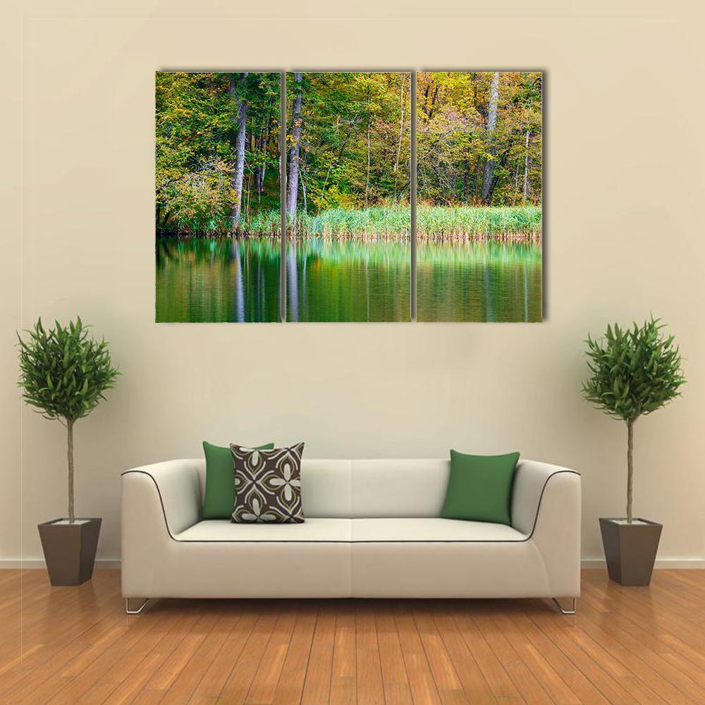 Forest Lake Kozjak Canvas Wall Art-3 Horizontal-Gallery Wrap-37" x 24"-Tiaracle