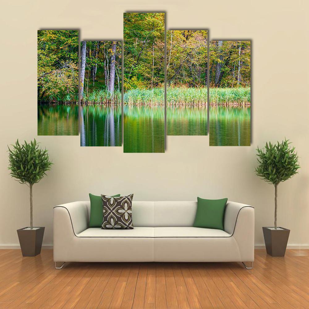 Forest Lake Kozjak Canvas Wall Art-5 Pop-Gallery Wrap-47" x 32"-Tiaracle