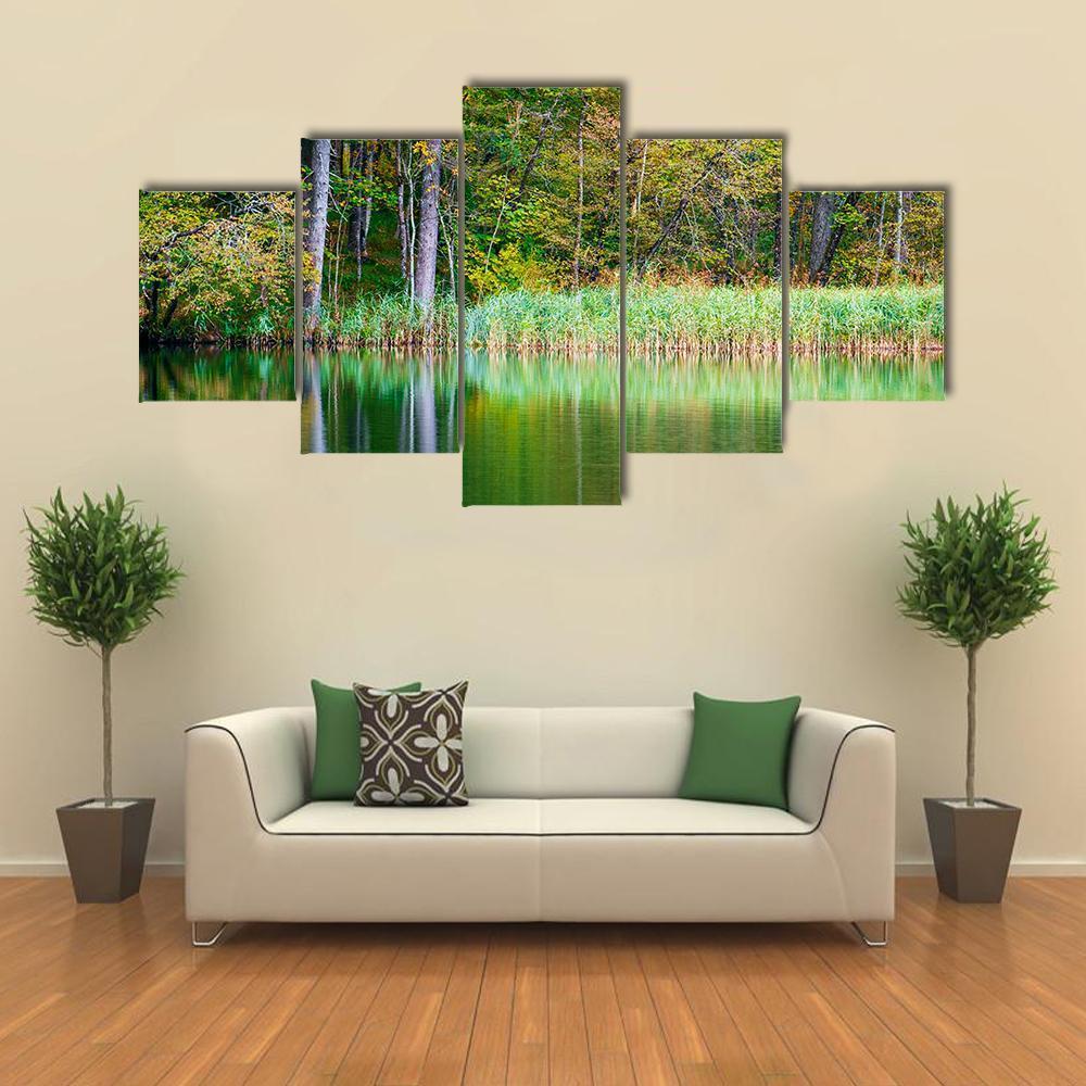 Forest Lake Kozjak Canvas Wall Art-5 Star-Gallery Wrap-62" x 32"-Tiaracle
