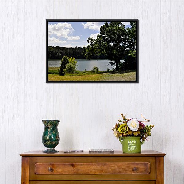 Forest Lake Landscape Panoramic Canvas Wall Art-1 Piece-36" x 12"-Tiaracle