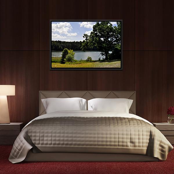 Forest Lake Landscape Panoramic Canvas Wall Art-1 Piece-36" x 12"-Tiaracle