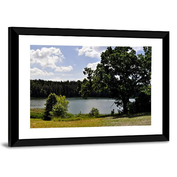 Forest Lake Landscape Panoramic Canvas Wall Art-1 Piece-36" x 12"-Tiaracle