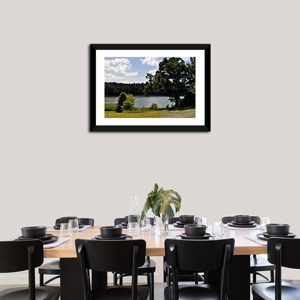 Forest Lake Landscape Panoramic Canvas Wall Art-1 Piece-36" x 12"-Tiaracle