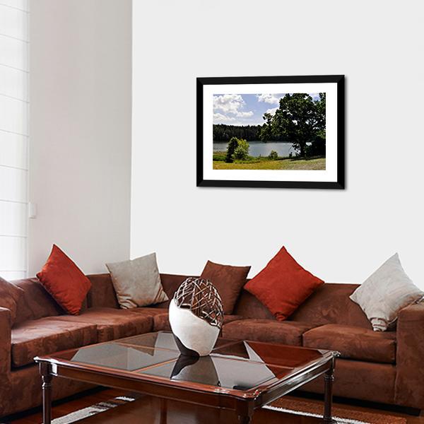 Forest Lake Landscape Panoramic Canvas Wall Art-1 Piece-36" x 12"-Tiaracle