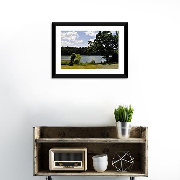 Forest Lake Landscape Panoramic Canvas Wall Art-1 Piece-36" x 12"-Tiaracle