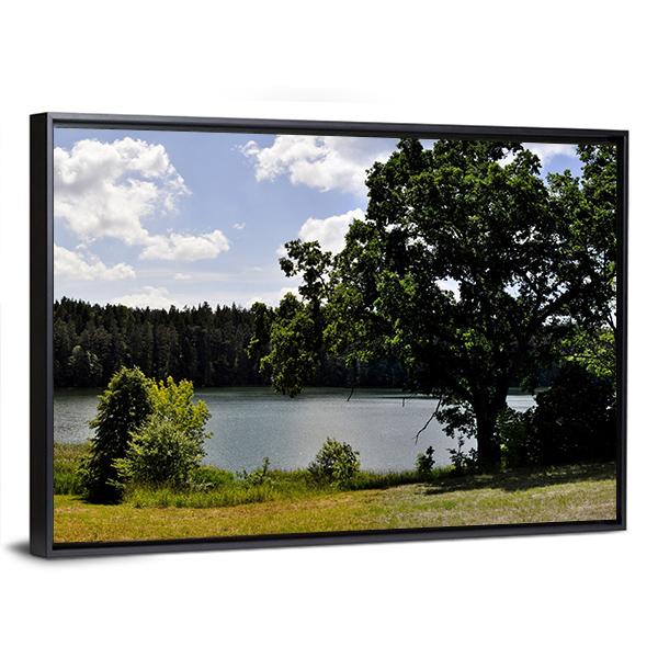 Forest Lake Landscape Panoramic Canvas Wall Art-1 Piece-36" x 12"-Tiaracle