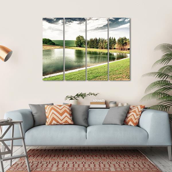 Forest Lake Canvas Wall Art-4 Horizontal-Gallery Wrap-34" x 24"-Tiaracle