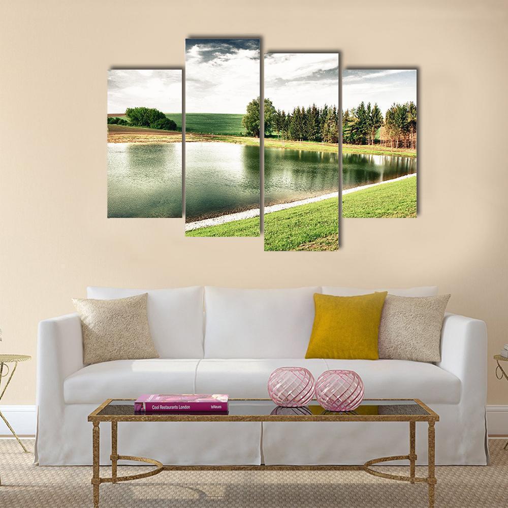 Forest Lake Canvas Wall Art-4 Pop-Gallery Wrap-50" x 32"-Tiaracle