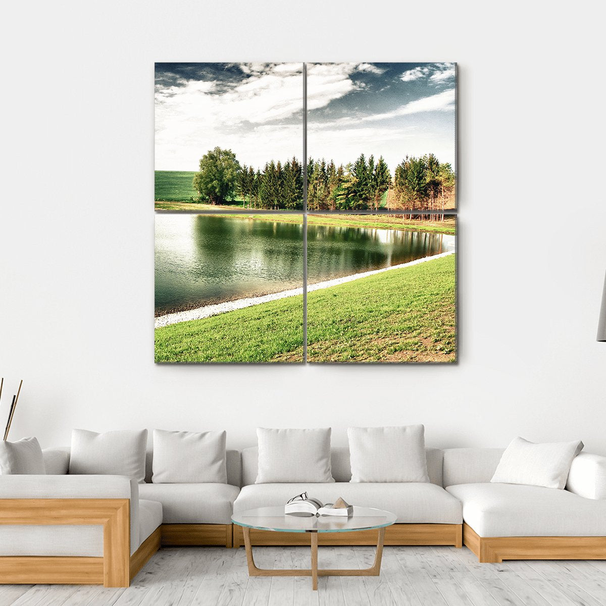 Forest Lake Canvas Wall Art-4 Square-Gallery Wrap-17" x 17"-Tiaracle