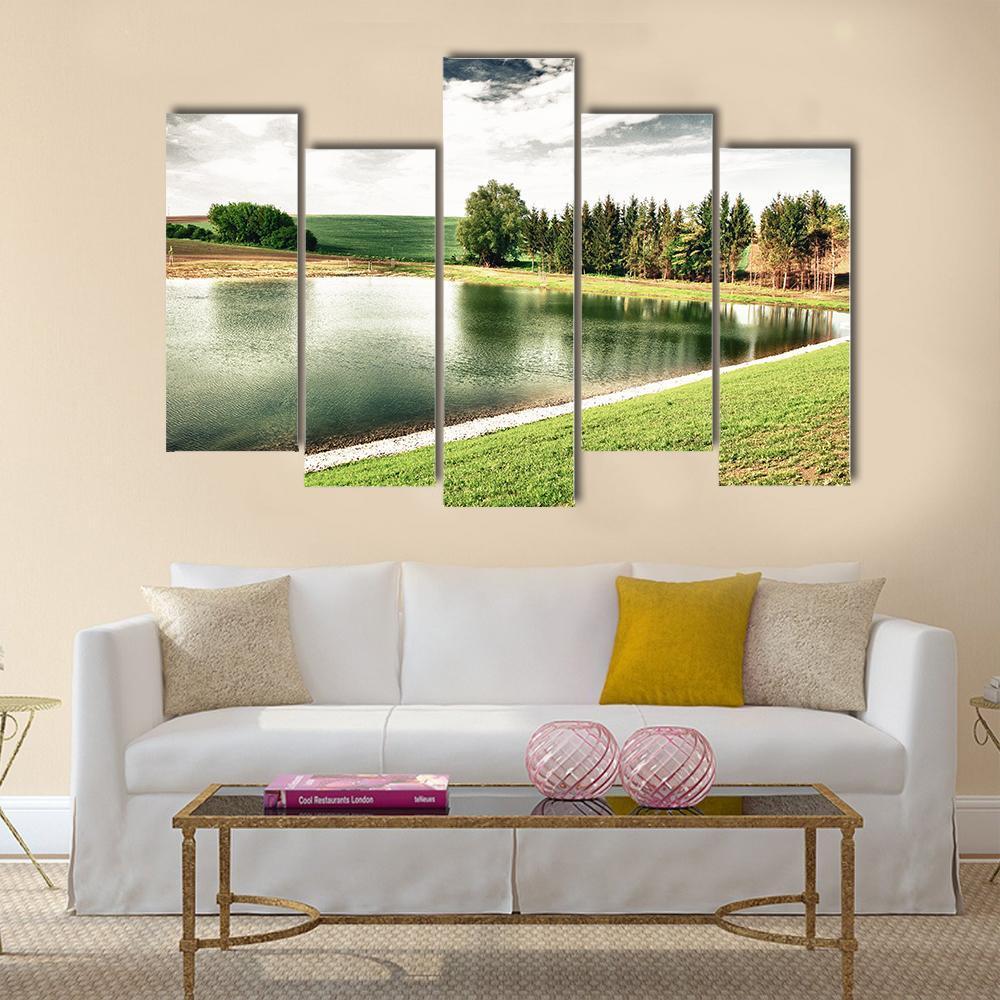 Forest Lake Canvas Wall Art-5 Pop-Gallery Wrap-47" x 32"-Tiaracle