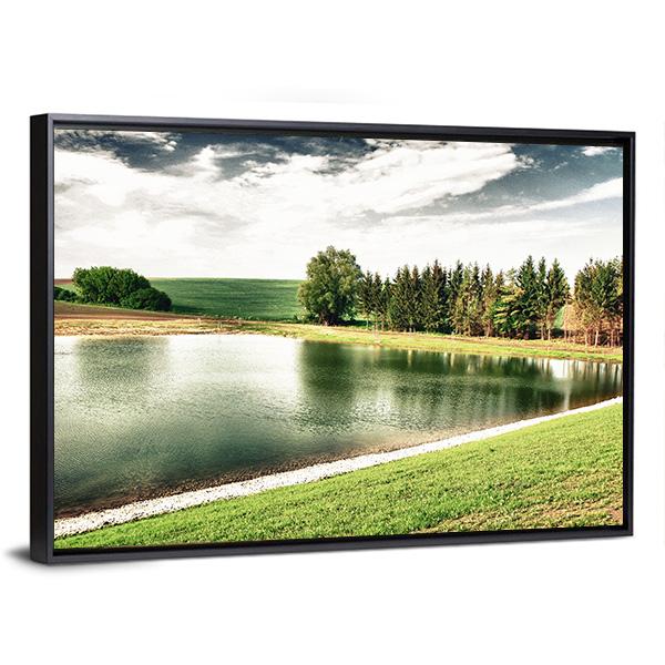 Forest Lake Canvas Wall Art-3 Horizontal-Gallery Wrap-25" x 16"-Tiaracle