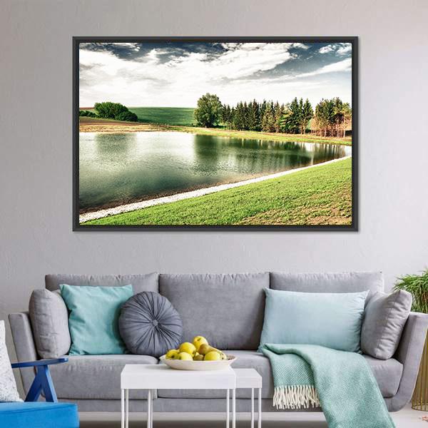 Forest Lake Canvas Wall Art-3 Horizontal-Gallery Wrap-25" x 16"-Tiaracle