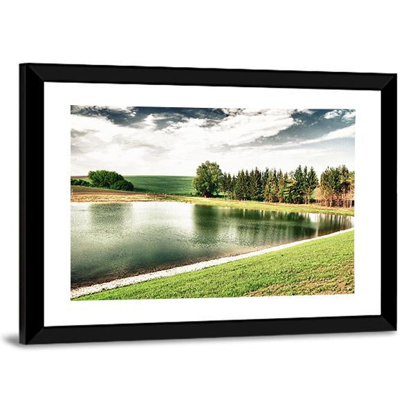 Forest Lake Canvas Wall Art-3 Horizontal-Gallery Wrap-25" x 16"-Tiaracle
