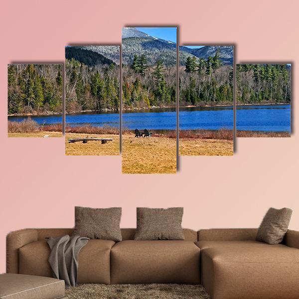 Forest Lake New York Canvas Wall Art-5 Star-Gallery Wrap-62" x 32"-Tiaracle