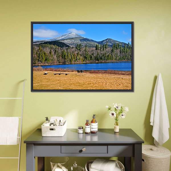 Forest Lake New York Canvas Wall Art-1 Piece-Floating Frame-24" x 16"-Tiaracle