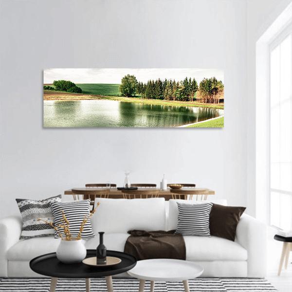 Forest Lake Panoramic Canvas Wall Art-1 Piece-36" x 12"-Tiaracle