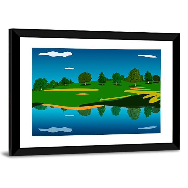 Forest Landscape Near Lake Canvas Wall Art-5 Horizontal-Gallery Wrap-22" x 12"-Tiaracle
