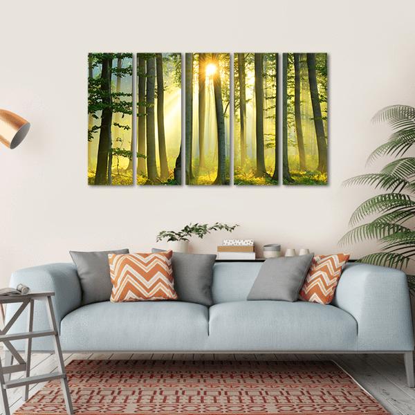 Forest Morning Canvas Wall Art-5 Horizontal-Gallery Wrap-22" x 12"-Tiaracle
