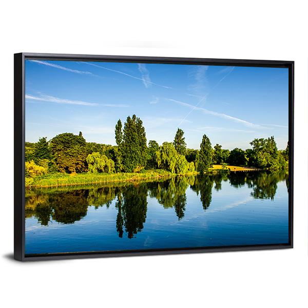 Forest Near Lake Canvas Wall Art-3 Horizontal-Gallery Wrap-25" x 16"-Tiaracle