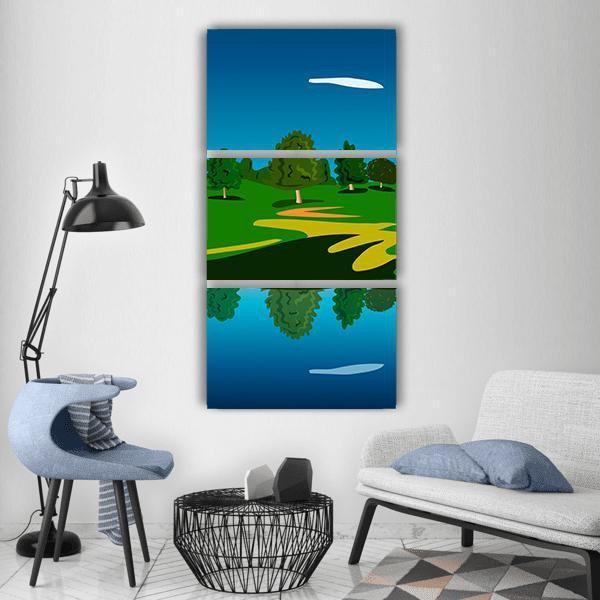 Forest Landscape Near Lake Vertical Canvas Wall Art-3 Vertical-Gallery Wrap-12" x 25"-Tiaracle
