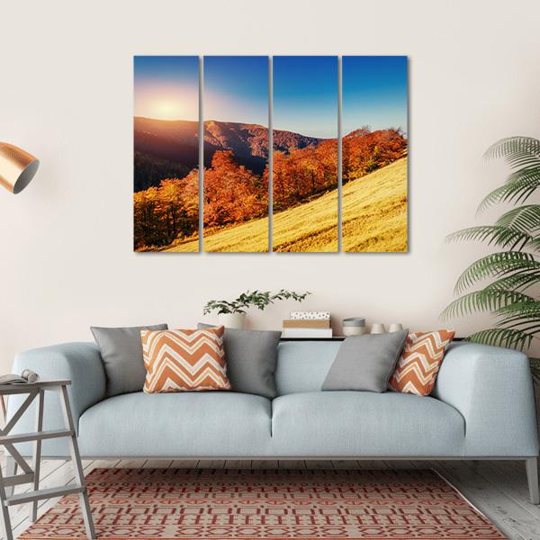 Forest Road In Autumn Canvas Wall Art-4 Horizontal-Gallery Wrap-34" x 24"-Tiaracle