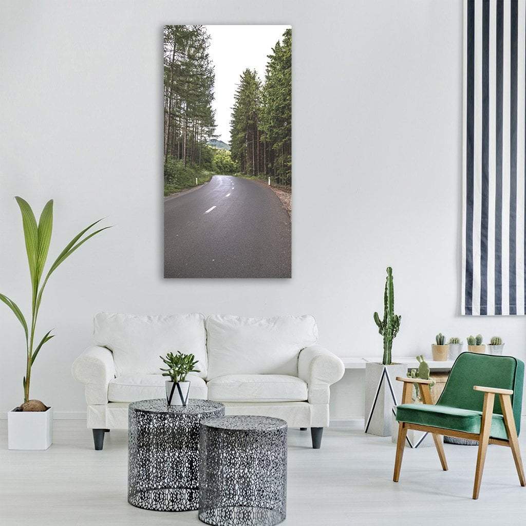 Road Surrounded By Trees Vertical Canvas Wall Art-3 Vertical-Gallery Wrap-12" x 25"-Tiaracle