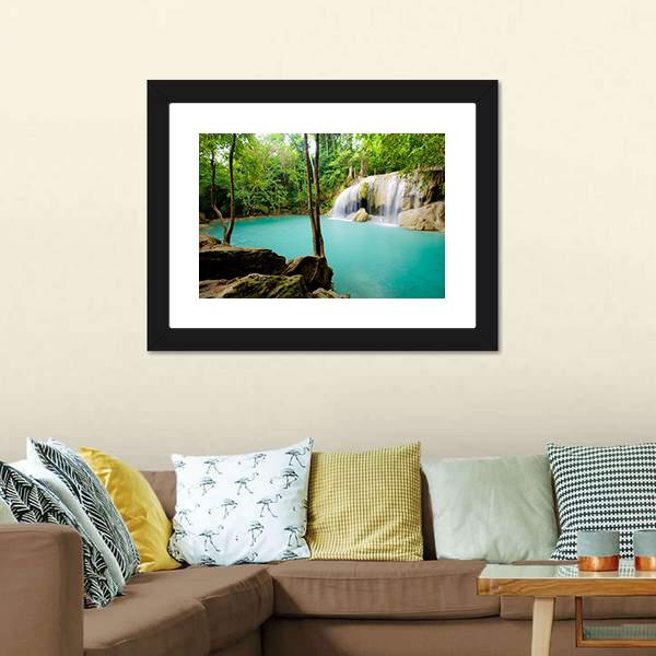 Forest Waterfall Thailand Canvas Wall Art-1 Piece-Framed Print-20" x 16"-Tiaracle