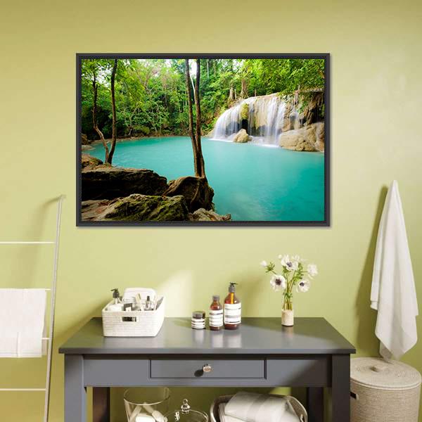 Forest Waterfall Thailand Canvas Wall Art-5 Horizontal-Gallery Wrap-22" x 12"-Tiaracle