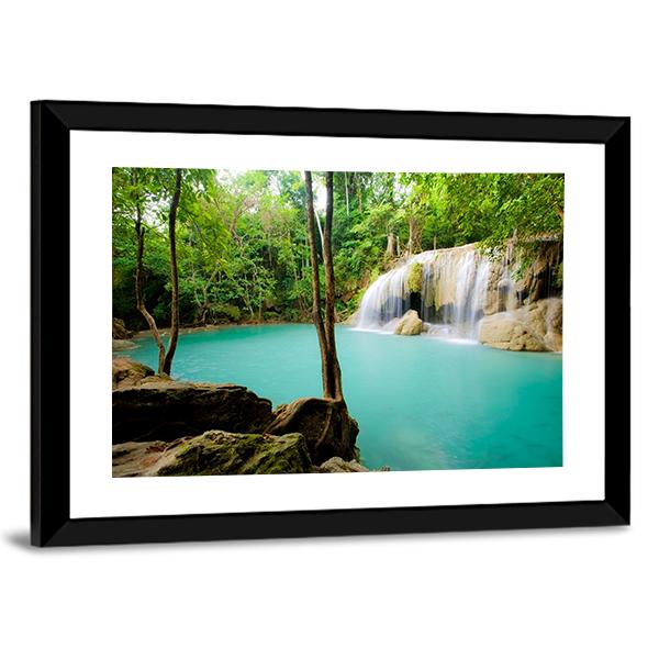 Forest Waterfall Thailand Canvas Wall Art-5 Horizontal-Gallery Wrap-22" x 12"-Tiaracle