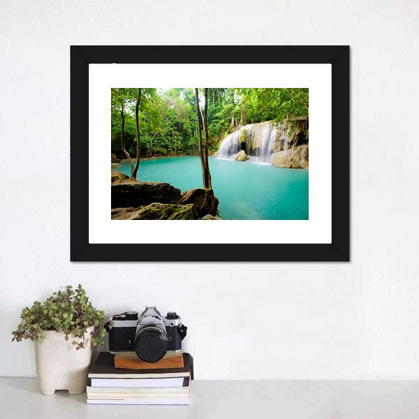 Forest Waterfall Thailand Canvas Wall Art-5 Horizontal-Gallery Wrap-22" x 12"-Tiaracle