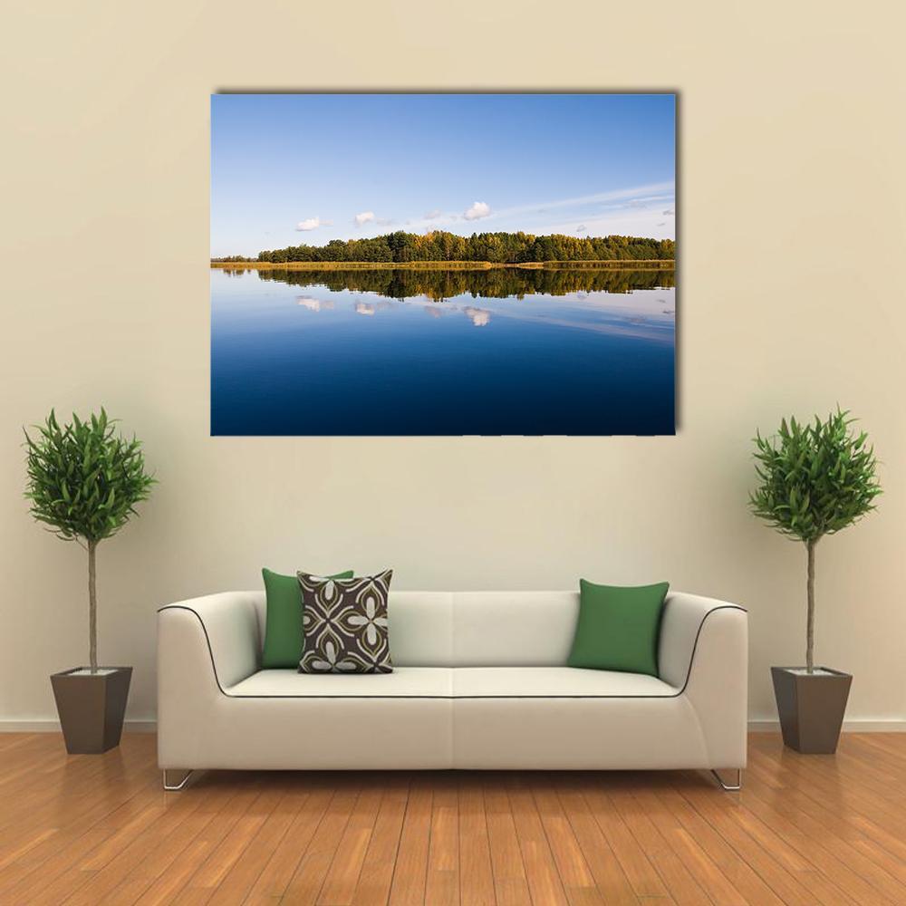 Forest With Lake Russia Canvas Wall Art-1 Piece-Gallery Wrap-48" x 32"-Tiaracle