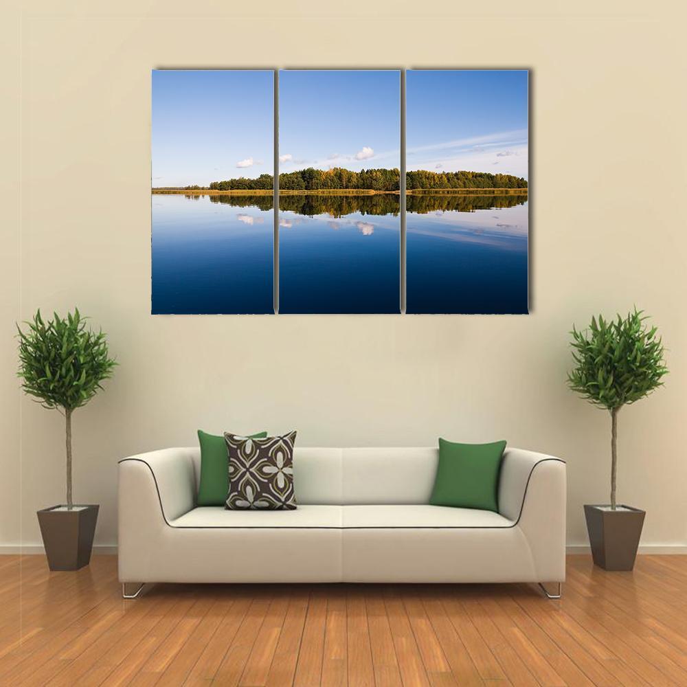 Forest With Lake Russia Canvas Wall Art-3 Horizontal-Gallery Wrap-37" x 24"-Tiaracle