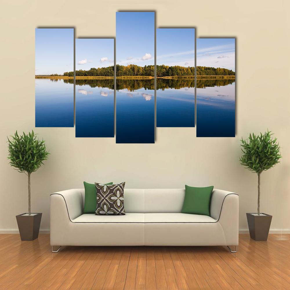 Forest With Lake Russia Canvas Wall Art-5 Pop-Gallery Wrap-47" x 32"-Tiaracle