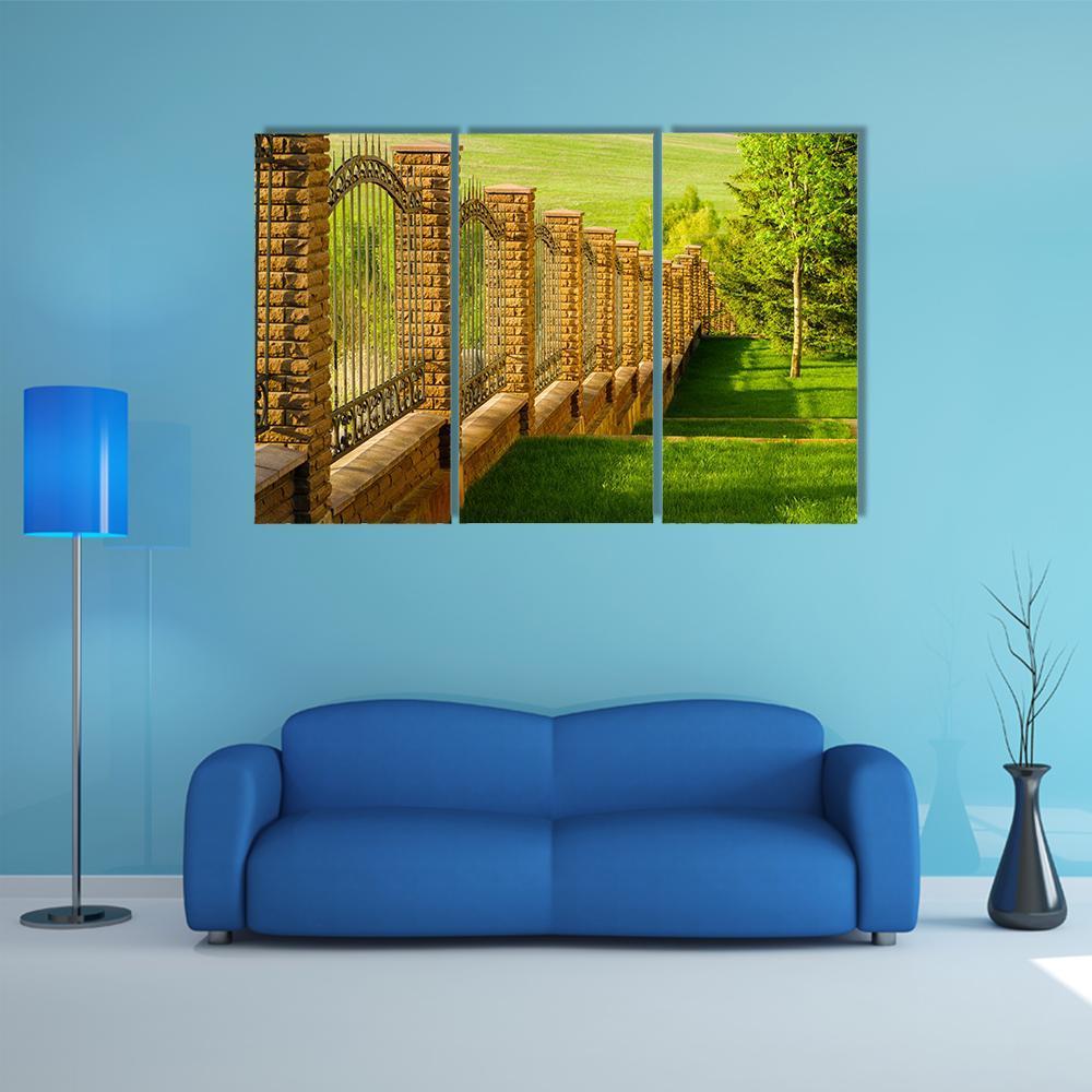 Forged Fence Canvas Wall Art-3 Horizontal-Gallery Wrap-37" x 24"-Tiaracle