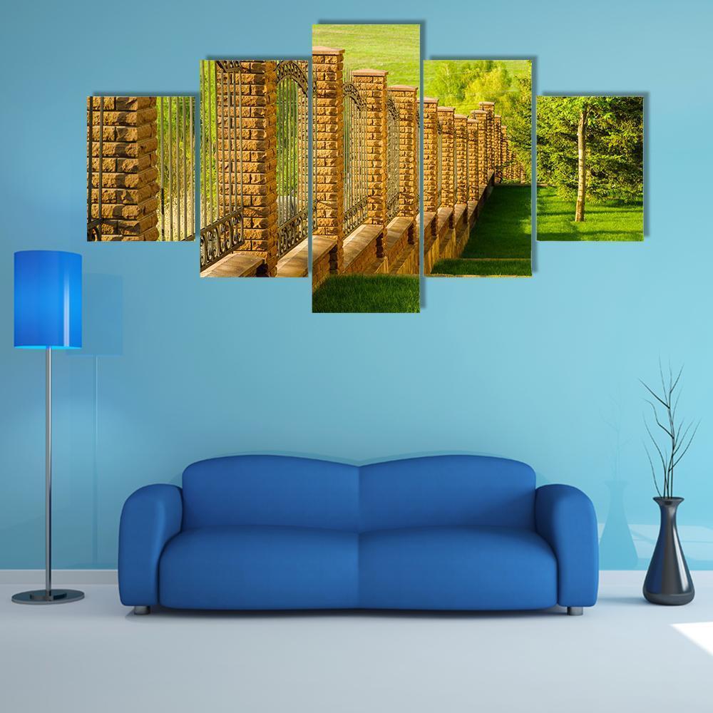 Forged Fence Canvas Wall Art-5 Star-Gallery Wrap-62" x 32"-Tiaracle