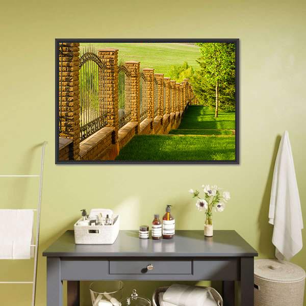 Forged Fence Canvas Wall Art-1 Piece-Floating Frame-24" x 16"-Tiaracle