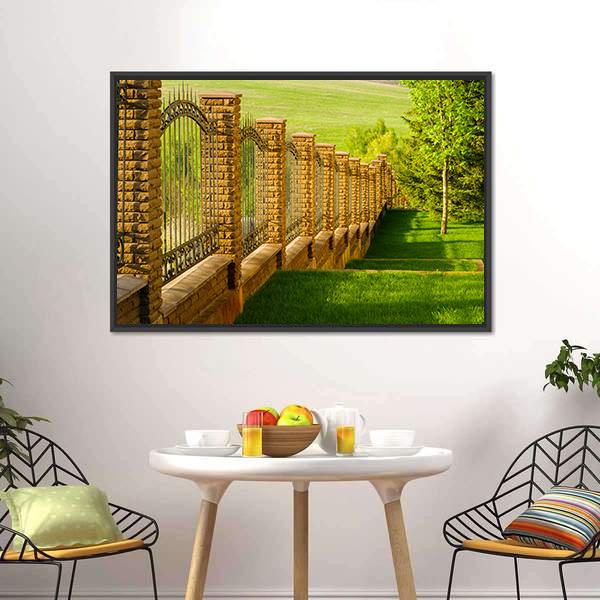 Forged Fence Canvas Wall Art-3 Horizontal-Gallery Wrap-25" x 16"-Tiaracle