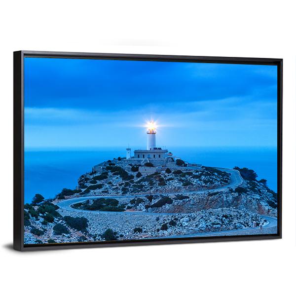 Formentor Lighthouse Canvas Wall Art-3 Horizontal-Gallery Wrap-25" x 16"-Tiaracle