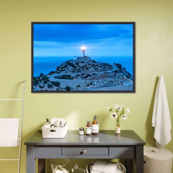 Formentor Lighthouse Canvas Wall Art-1 Piece-Floating Frame-24" x 16"-Tiaracle