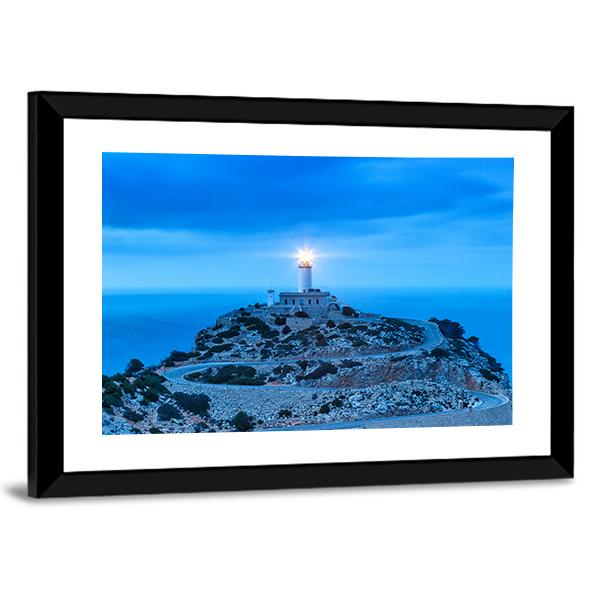 Formentor Lighthouse Canvas Wall Art-3 Horizontal-Gallery Wrap-25" x 16"-Tiaracle